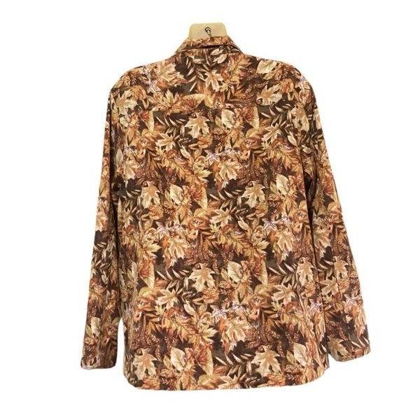 Vintage Tantrums Fall Foliage Leaves Lightweight Button Down Shacket Jacket L - Picture 4 of 5